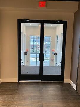 Custom glass entryway at a Cleveland office